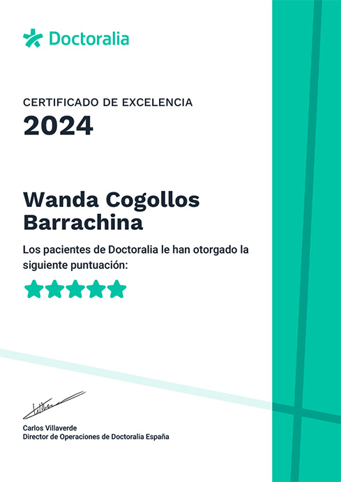 certificado de excelencia Doctoralia Wanda Cogollos